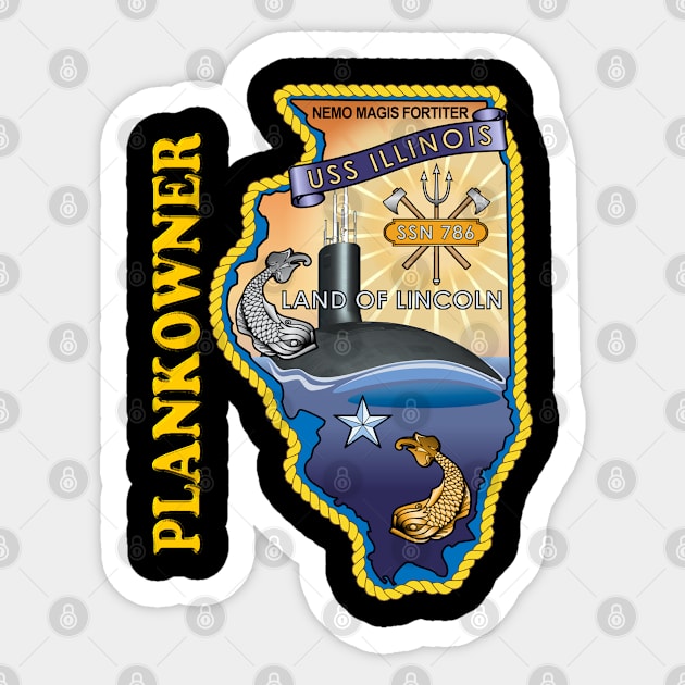 USS Illinois Plankowner Crest for Dark Colors Sticker by Spacestuffplus